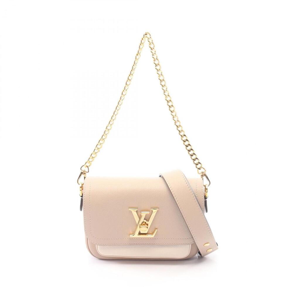 Louis Vuitton Lockme Tender Greige 2-Way Handbag, Leather, Women's, Beige/Whi...